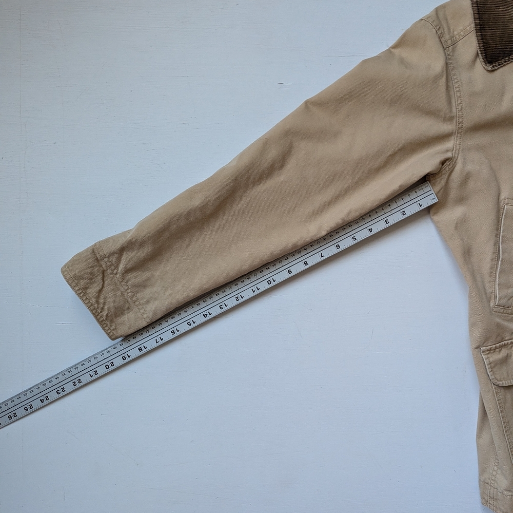L.L. Bean Women's Tan Chore Coat Jacket with Brown Accents 100% Cotton Size M - Picture 5 of 12